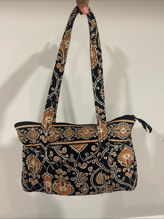 Vera Bradley Handbags - Vera Bradley Black and Brown Floral Quilted Shoulder Tote